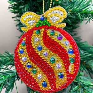 Christmas rhinestone ornament. Handmade. Decorated on both sides. Perfect gift